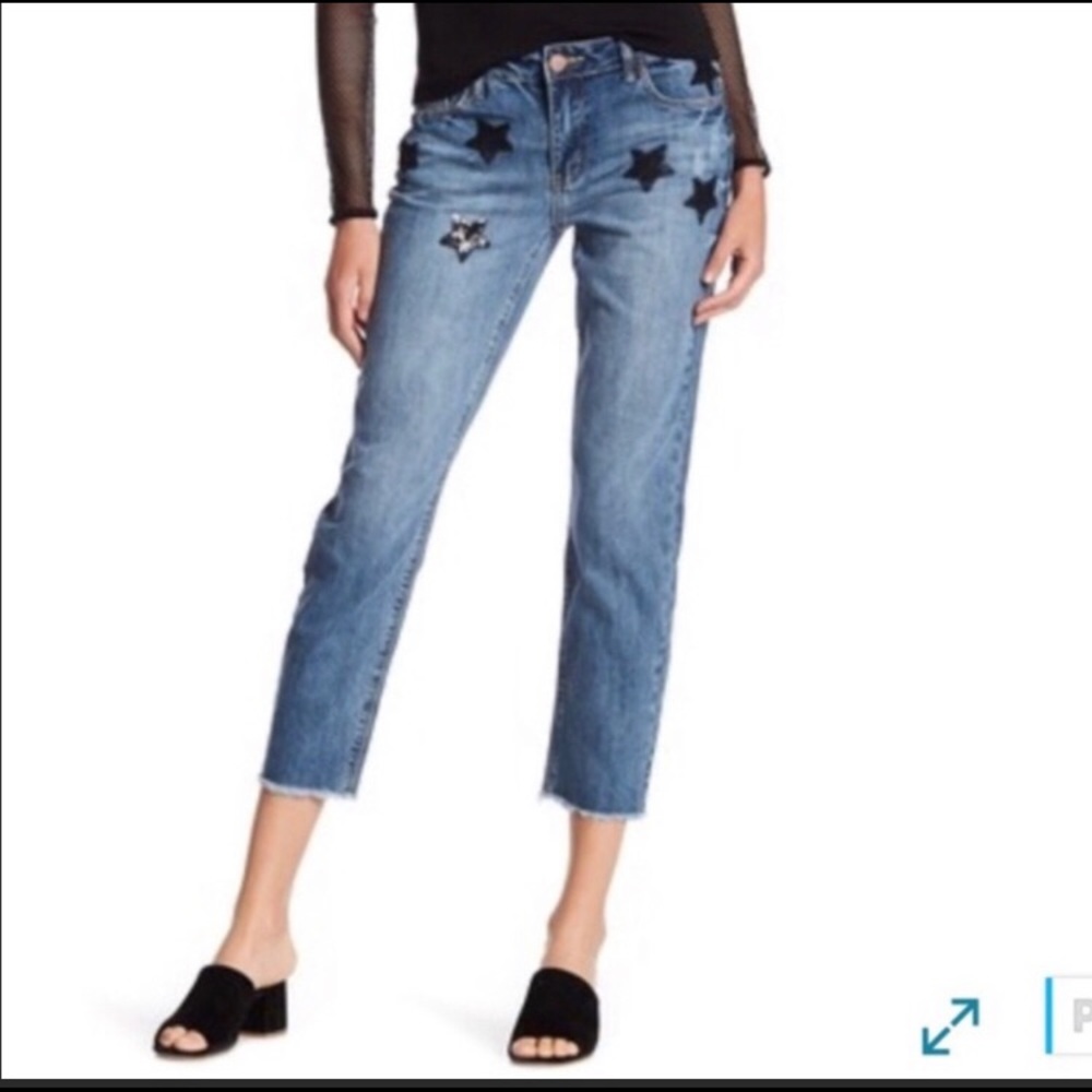 Ashley Mason Sequin Embellished Straight Leg Jeans